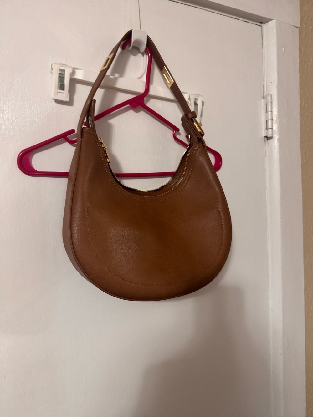 Brown Leather Crescent Shoulder Bag